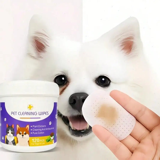 120 Gentle Pet Wipes for Dogs & Cats – Natural Eye, Face & Mouth Cleaning – Tear Stain, Ear & Dental Finger Wipes for Daily Pet Grooming