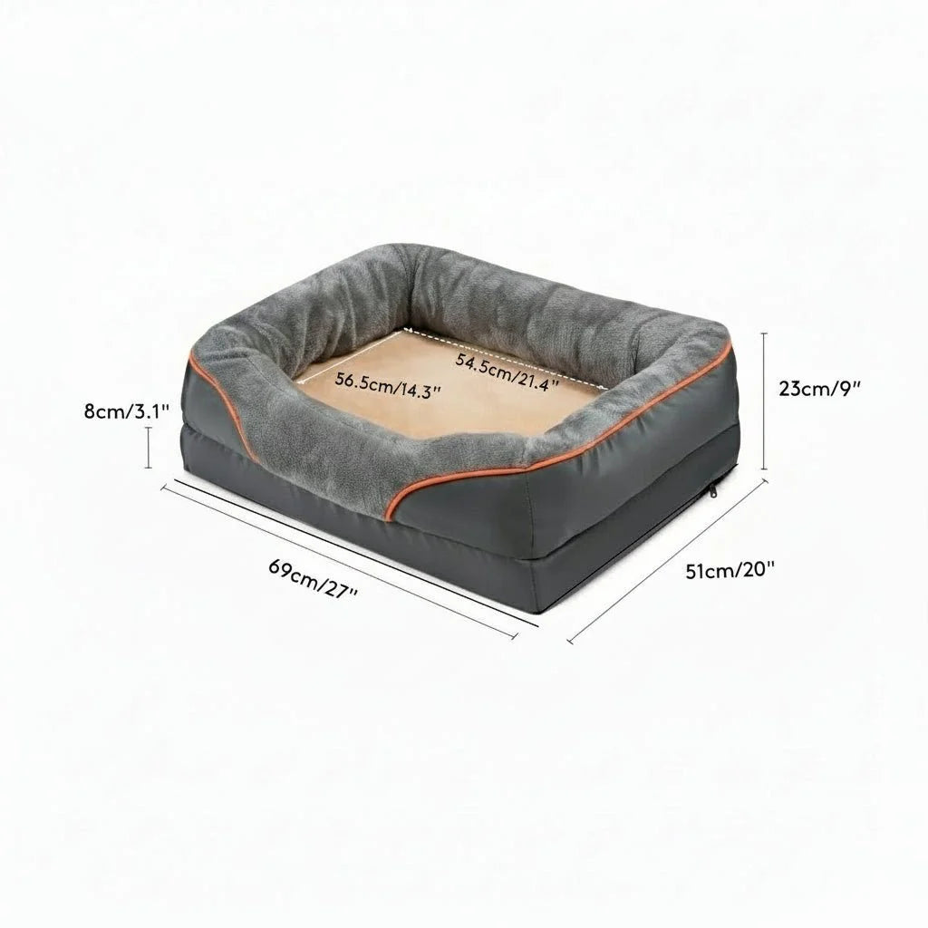 LEVAPET – Waterproof orthopedic dog bed with elevated pillow & memory foam support