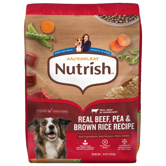 Rachael Ray Nutrish Adult Dry Dog Food – Real Beef, Pea & Brown Rice Recipe 13 lb