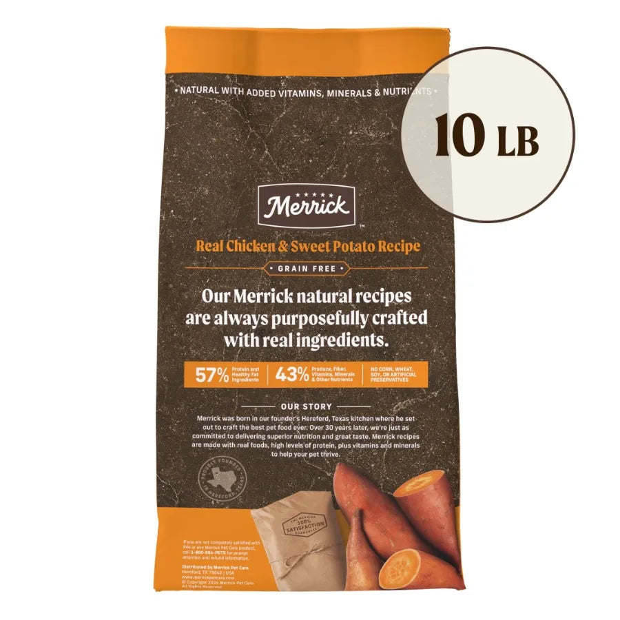 Premium Grain-Free Dry Dog Food Adult Dogs Real Chicken & Sweet Potato Natural High Protein Recipe 10 lb Bag