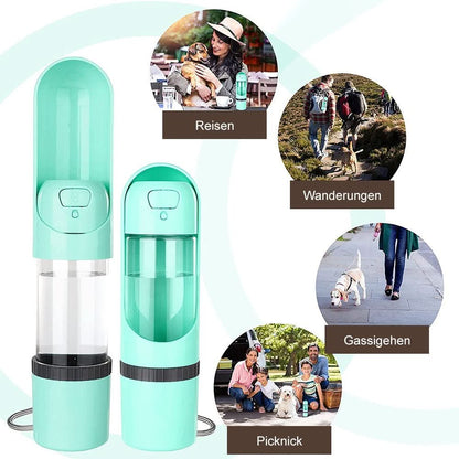 Pawbuddy Travel Bottle - 2-in-1 dog bottle with food & water bowl