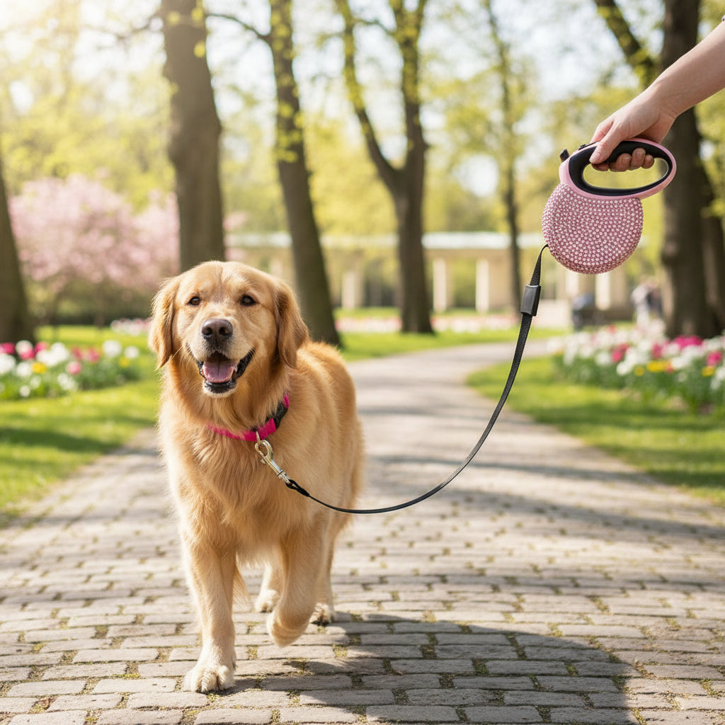 SPARKPAW – Luxury Retractable Leash with Rhinestones for Small Dogs & Cats