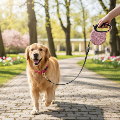 SPARKPAW – Luxury Retractable Leash with Rhinestones for Small Dogs & Cats
