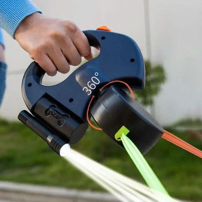 BORDEAUX DUO - double lead with LED & bag dispenser for stress-free walks