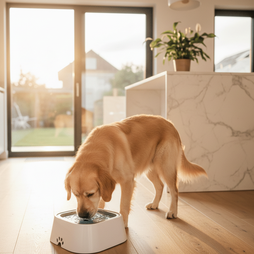 DRINKING GUARD – Water Bowl with Anti-Spill Function & Floating Disc
