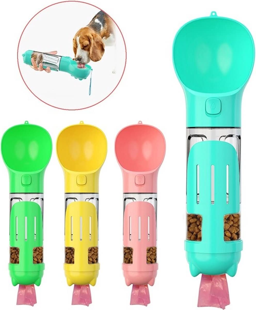 WALKIEPET BOTTLE – Portable 2-in-1 Dog Drinking & Feeding Bottle with Waste Bag Holder
