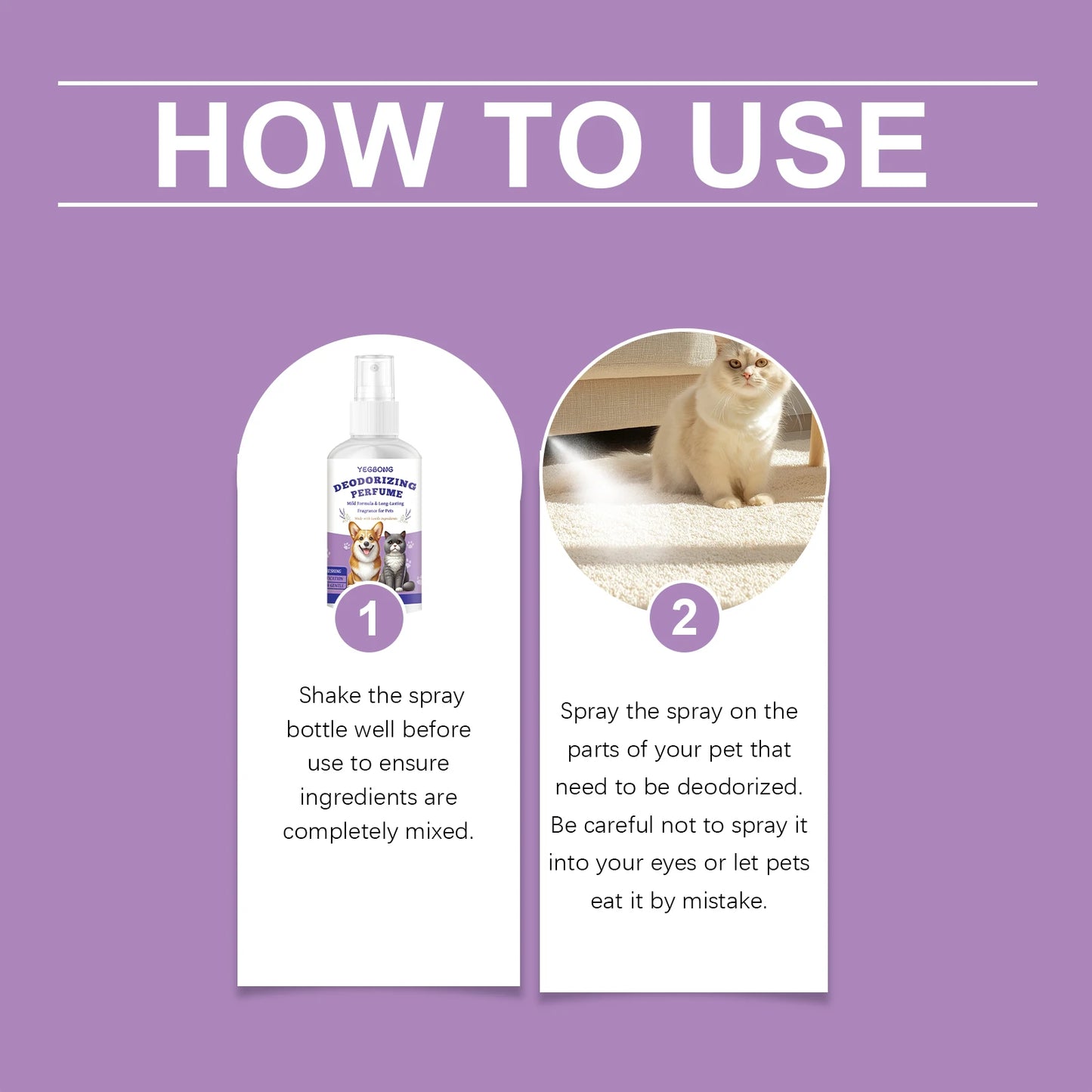 Yegbong Pet Deodorizing Spray – Eliminates Bad Odors & Long-Lasting Fresh Fragrance for Dogs & Cats – Non-Irritating Air & Pet Odor Eliminator Spray