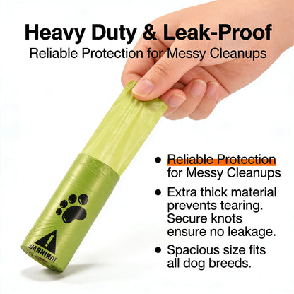 Eco-Friendly Dog Poop Bags – Leak-Proof Extra Thick Waste Bags for Dogs, Unscented, Durable EPI Material, Dog Walking & Outdoor Use