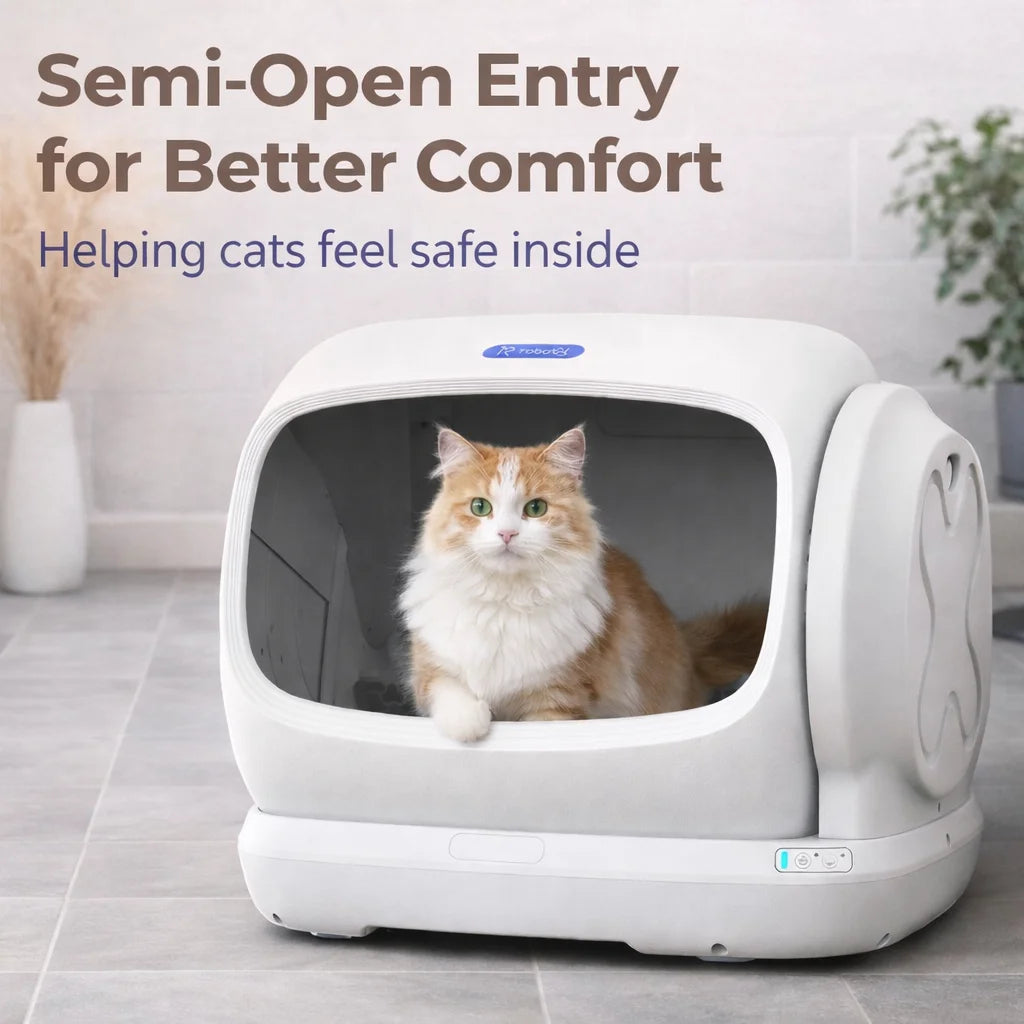 Robotail XXXL Self-Cleaning Cat Litter Box 106LExtra-Large Automatic Litter Box for Multiple Cats Safety Sensors AntiPinch Desig