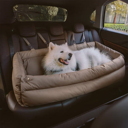 SEATPAW ELITE – Large Dog Car Seat Bed made of Faux Leather with Elegant Finish and Non-Slip Support