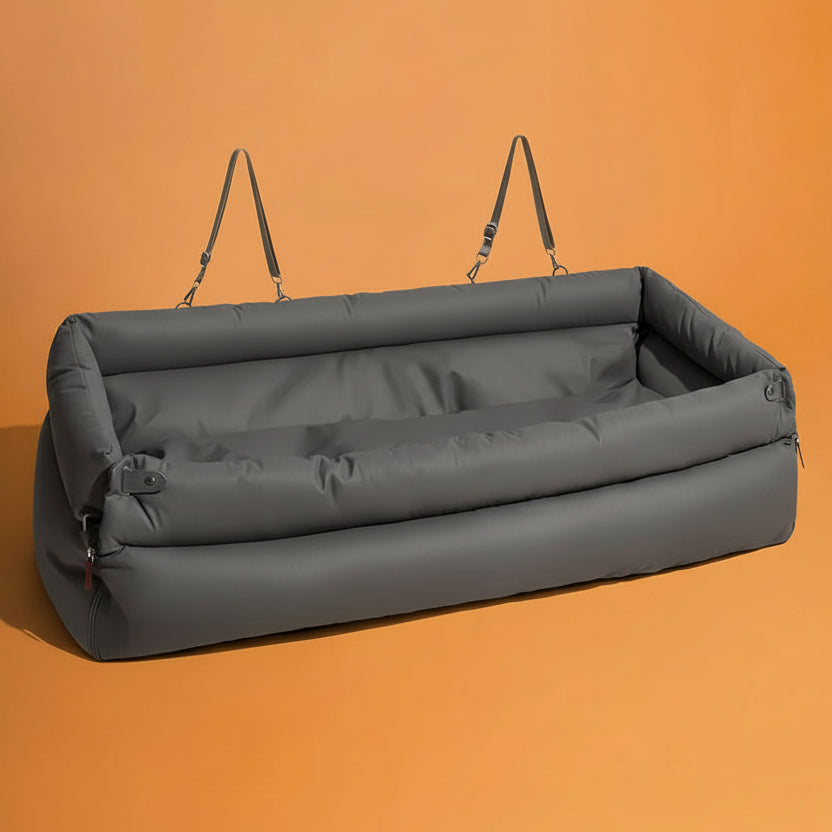 SEATPAW ELITE – Large Dog Car Seat Bed made of Faux Leather with Elegant Finish and Non-Slip Support