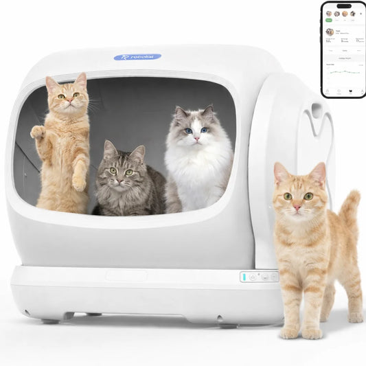 Robotail XXXL Self-Cleaning Cat Litter Box 106LExtra-Large Automatic Litter Box for Multiple Cats Safety Sensors AntiPinch Desig