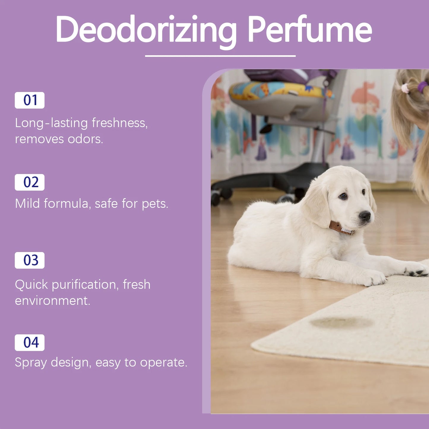 Yegbong Pet Deodorizing Spray – Eliminates Bad Odors & Long-Lasting Fresh Fragrance for Dogs & Cats – Non-Irritating Air & Pet Odor Eliminator Spray