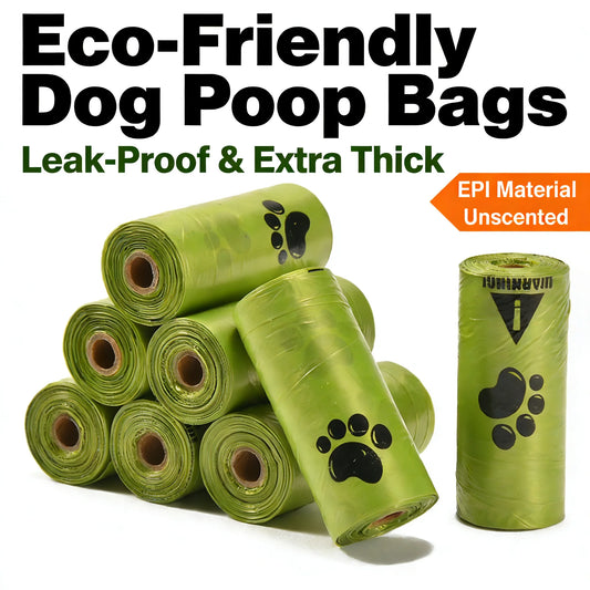 Eco-Friendly Dog Poop Bags – Leak-Proof Extra Thick Waste Bags for Dogs, Unscented, Durable EPI Material, Dog Walking & Outdoor Use
