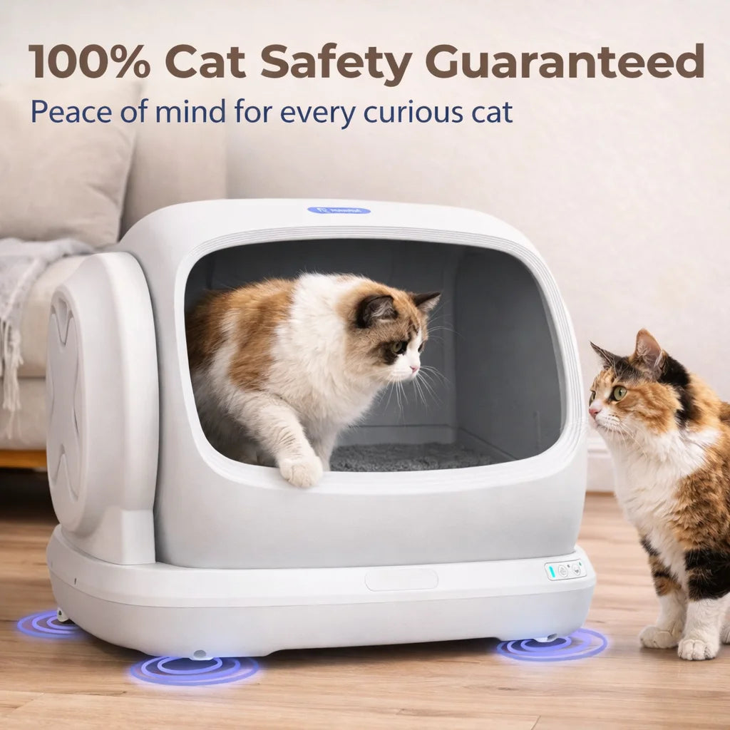 Robotail XXXL Self-Cleaning Cat Litter Box 106LExtra-Large Automatic Litter Box for Multiple Cats Safety Sensors AntiPinch Desig