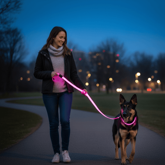 BRIGHTBARK – LED dog leash with USB charging & reflective design