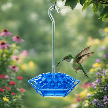 HUMMIFEED – Colorful Hanging Hummingbird Feeder & Weatherproof Bird Bath