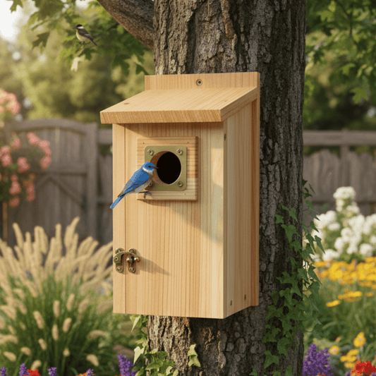 SKYDWELL – Cedar Wood Nesting House for Blue Jays, Swallows, and Small Birds