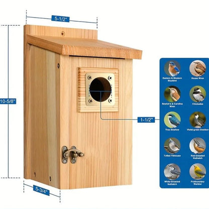 SKYDWELL – Cedar Wood Nesting House for Blue Jays, Swallows, and Small Birds