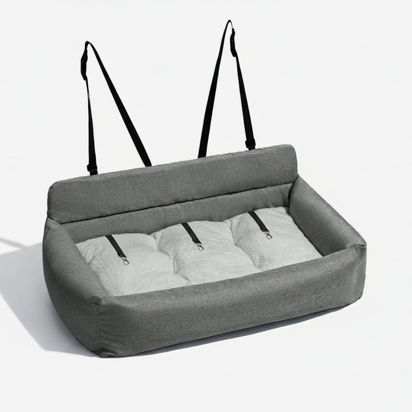 SEATPUP – Large washable dog car bed with secure straps and non-slip support