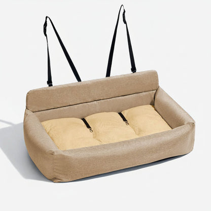 SEATPUP – Large washable dog car bed with secure straps and non-slip support
