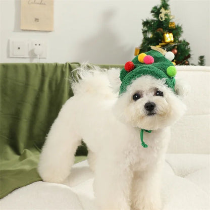 PAWSHINE – Plush Christmas Hat with Elegant Gold Trim for Pets