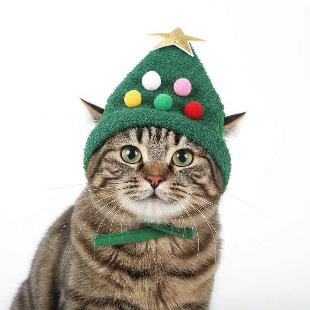 PAWSHINE – Plush Christmas Hat with Elegant Gold Trim for Pets