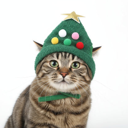 PAWSHINE – Plush Christmas Hat with Elegant Gold Trim for Pets