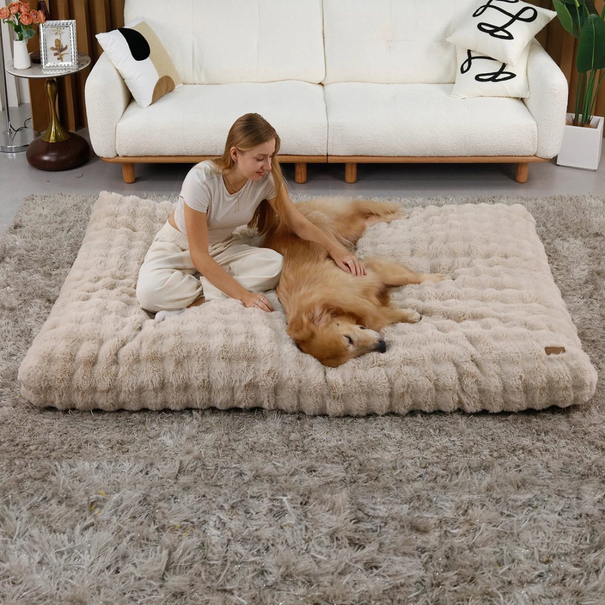 PAWLYTE – Thick plush bed with water-repellent cover