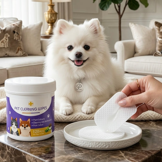 120 Gentle Pet Wipes for Dogs & Cats – Natural Eye, Face & Mouth Cleaning – Tear Stain, Ear & Dental Finger Wipes for Daily Pet Grooming