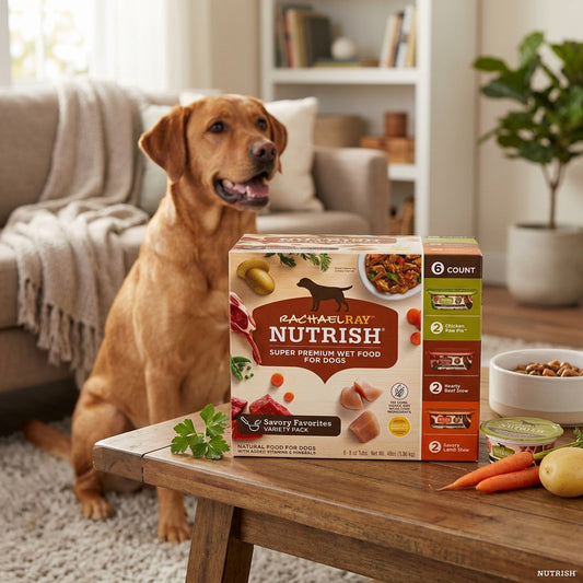 Rachael Ray Premium Natural Wet Dog Food, Savory Favorites Variety Pack, 6 x 8 oz | Wet Dog Food Made with Real Ingredients, Tasty and Nutritious.
