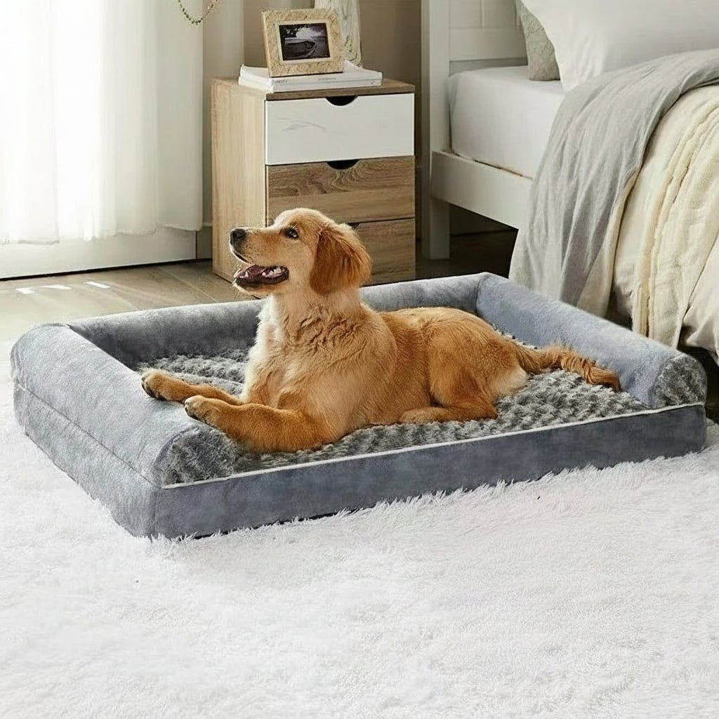 CRADLECORNER – orthopedic L-shaped dog bed with removable, waterproof cover