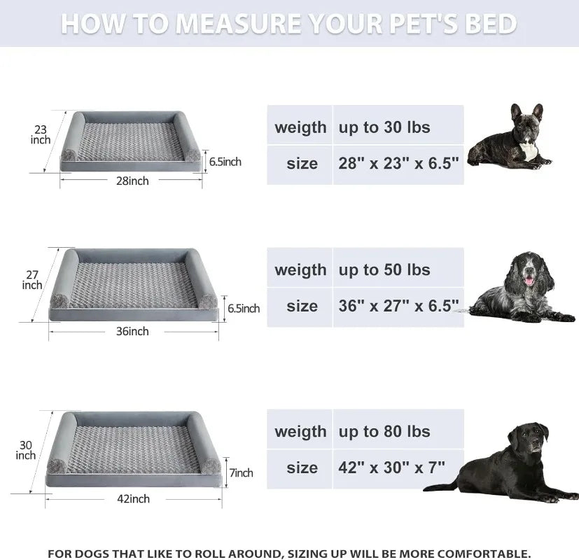CRADLECORNER – orthopedic L-shaped dog bed with removable, waterproof cover