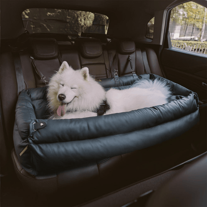 SEATPAW ELITE – Large Dog Car Seat Bed made of Faux Leather with Elegant Finish and Non-Slip Support