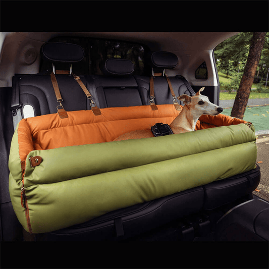 SEATPAW ELITE – Large Dog Car Seat Bed made of Faux Leather with Elegant Finish and Non-Slip Support