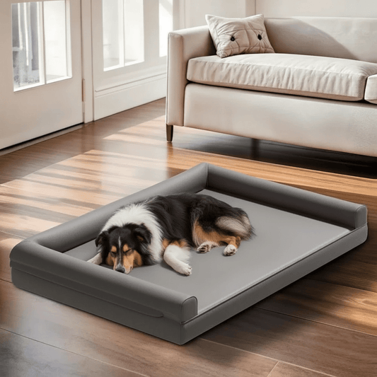 CALMDEN – Orthopedic dog sofa made of microfiber leather with waterproof bolster design