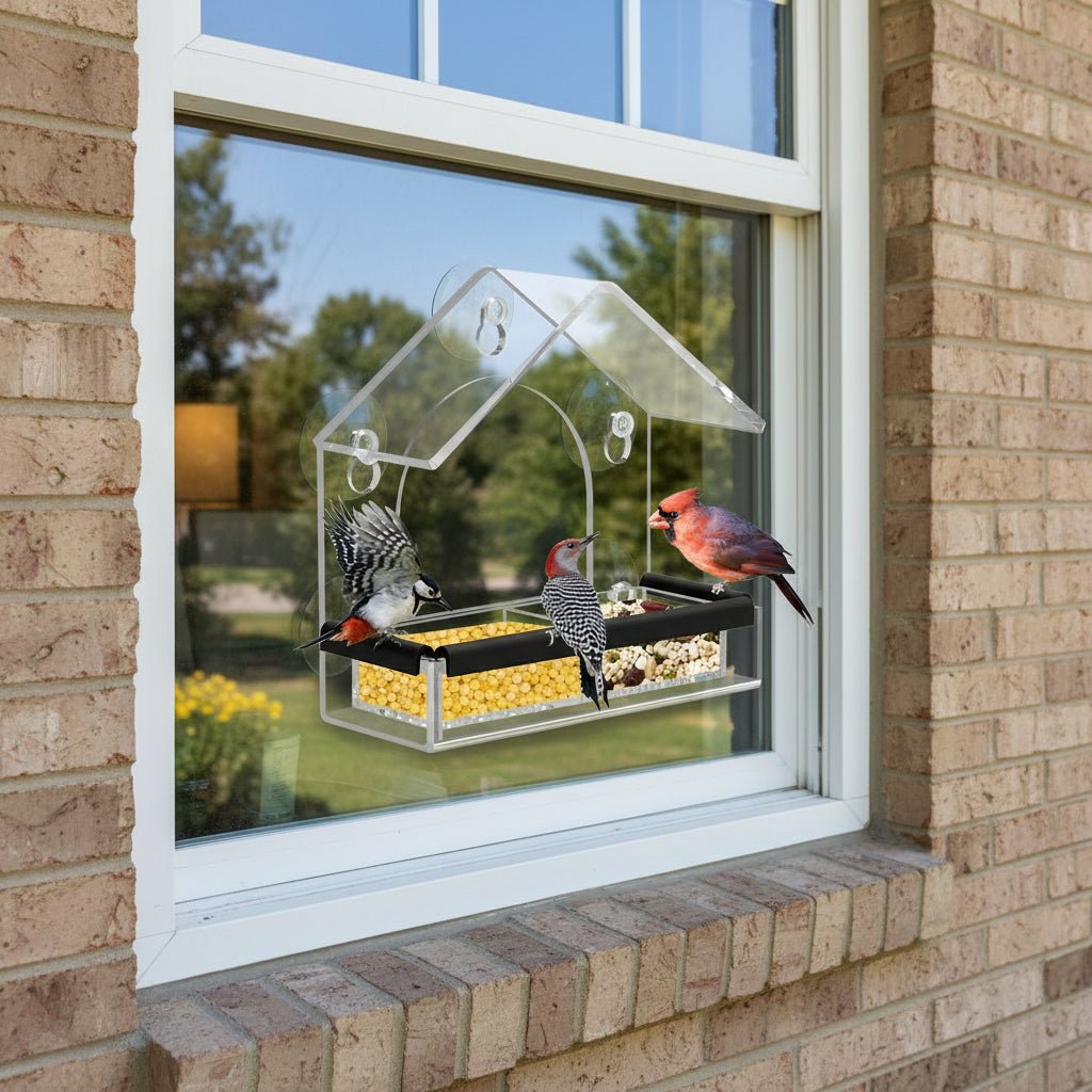 BIRDVISTA – Acrylic Window Bird Feeder with Strong Suction Cups for Close Observation
