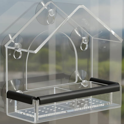 BIRDVISTA – Acrylic Window Bird Feeder with Strong Suction Cups for Close Observation