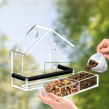 BIRDVISTA – Acrylic Window Bird Feeder with Strong Suction Cups for Close Observation