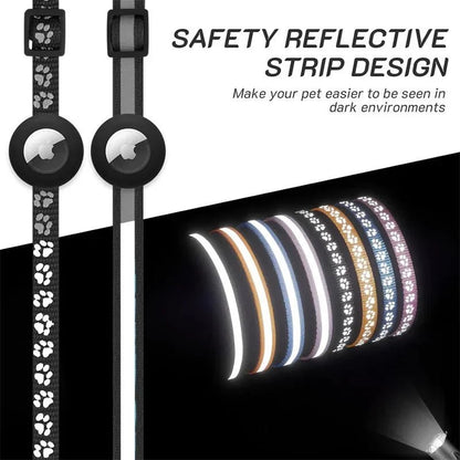 TRACKKITTY – Reflective Cat Collar with AirTag Holder and Safety Bell