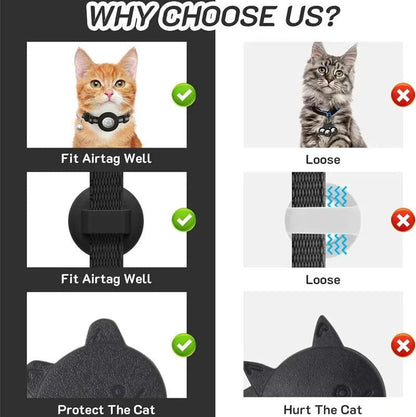 TRACKKITTY – Reflective Cat Collar with AirTag Holder and Safety Bell