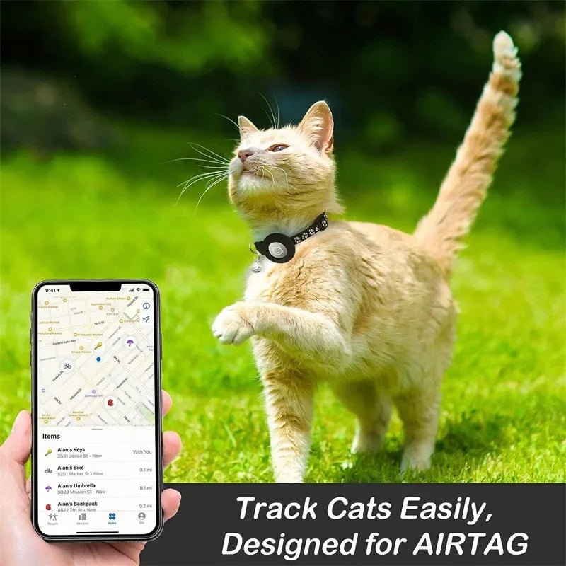 TRACKKITTY – Reflective Cat Collar with AirTag Holder and Safety Bell
