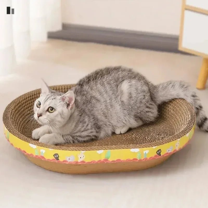 CLAWCRADLE – Multifunctional oval scratching board & lounging corrugated cardboard bed