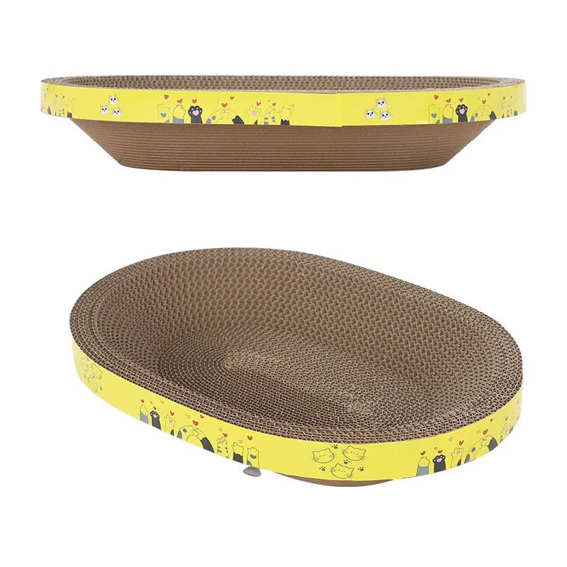 CLAWCRADLE – Multifunctional oval scratching board & lounging corrugated cardboard bed