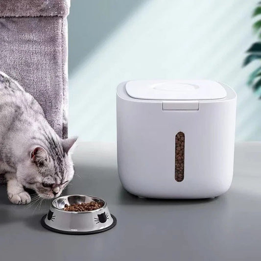 PAWBOX Airtight Cat Food Storage Container with Measuring Cup – Sealed Pet Food Storage Bin for Dry Cat Food, Keeps Food Fresh Longer