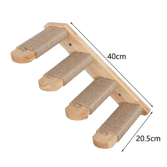 PINEPAWLOFT – Cat wall shelves made of natural wood with cozy fabric padding