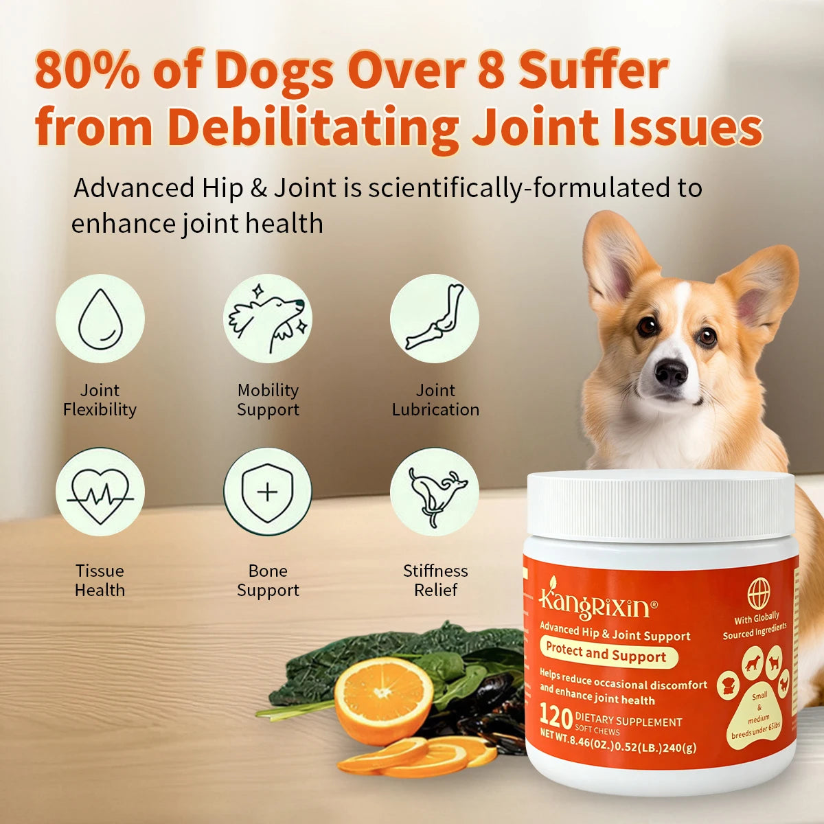 Dog Hip and Joint Supplement Soft Chews – Joint Support for Small & Medium Breeds, Mobility & Flexibility Formula, 120 Count