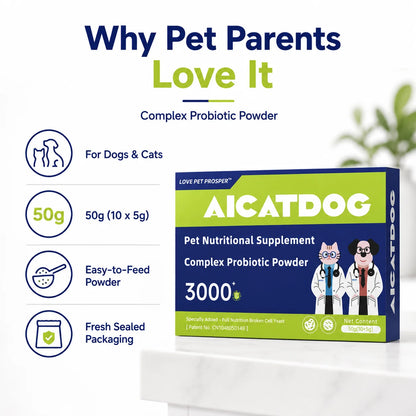 Dog & Cat Probiotic Powder 50g | 3000+ Gut Health & Digestive Support with Yeast & Vitamins