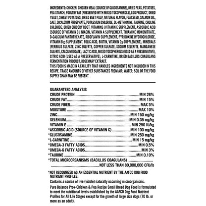 Pure Balance Pro+ Small Breed Dog Food Chicken & Pea Recipe Real Chicken Grain-Free Formula 8 lbs