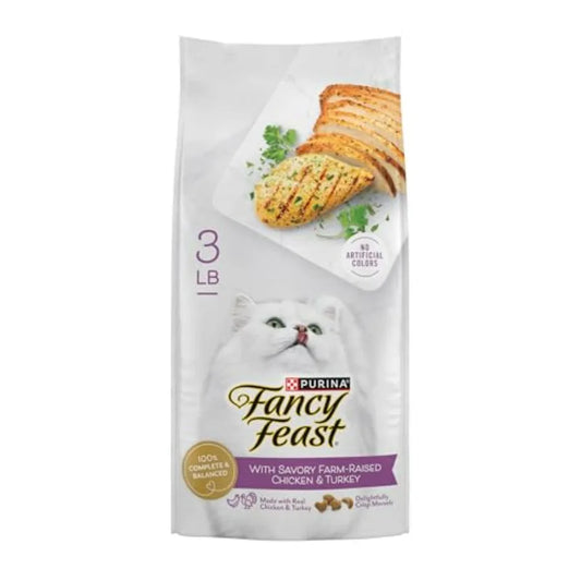 Purina Dry Cat Food with Chicken & Turkey, Savory Farm-Raised Recipe – 3 lb Bag